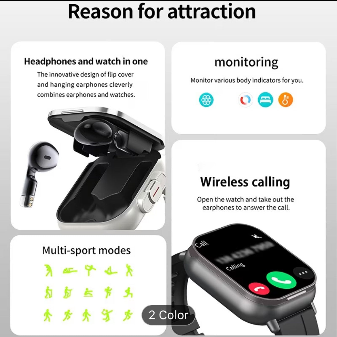 2 in 1 Smartwatch with build in earphones